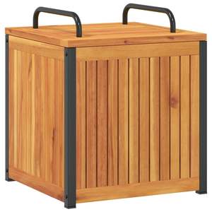 Solid Acacia Wood <b>Cushion</b> <b>Box</b> in Brown Powder-Coated Steel Storage Unit - Product Image 2