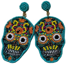 Boucles d'oreilles en perles de crâne en solde, boucles d'oreilles multi-perles pas chères, bijoux de fête pour femmes au meilleur prix, boucles d'oreilles en perles - Product Image 1