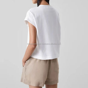 เสื้อยืดคอกลมแขนสั้นสีขาวสำหรับผู้ชาย ทรงปกติ ผ้าฝ้ายเจอร์ซีย์ สวมใส่สบาย สีพื้น ระบายอากาศได้ดี ผ้าถัก - Product Image 6