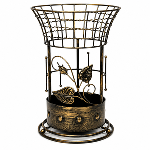 Porte-parapluie décoratif en métal |   Porte-parapluie sur pied vintage avec motif floral pour l'entrée, le bureau à domicile, la décoration d'hôtel - Product Image 1