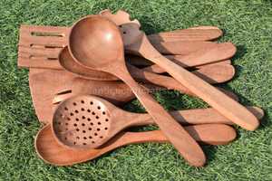 Ensemble d'ustensiles en bois, 1 pièce, passe au lave-vaisselle, passe au micro-ondes, lavage à la main uniquement, cuillères, spatules, fourchettes de cuisine - Product Image 3