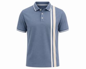 Polo à manches courtes pour homme, design à blocs de couleur, rayé, vert et blanc, tissu Oxford décontracté - Product Image 2