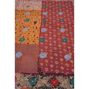 Lavinas Boho Kantha Suzani Embroidered <b>Quilt</b> Handmade Vintage Cotton Floral Eco-Friendly Washable All-Season Bedspread Indian - Product Image 4