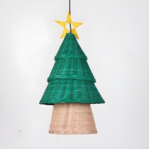 Hanging Children Room Rattan Lamps Pine <b>Tree</b> Shaped Night Lamp for Kids Best Price Wicker Pendant Lampshade - Product Image 1