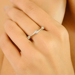 14K <b>White</b> and Yellow <b>Gold</b> Minimal Chunky Diamond Stacking Band <b>for</b> <b>Men</b> - Product Image 1