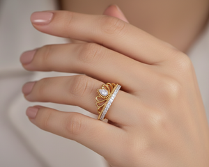 Bague diadème style palais vintage avec cristaux dorés étincelants pour cadeau de 16e anniversaire pour filles - Bijoux raffinés - Product Image 2