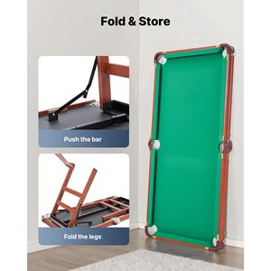 Mesa de Billar Plegable Portátil de 4.5 pies, Juego de Billar Compacto con Soporte para Bolas y Tacos, para Entretenimiento y Uso Doméstico - Product Image 3