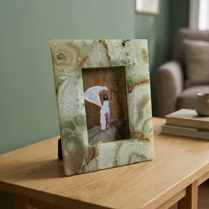 Handmade Marble Agate Inlay Photo <b>Frame</b> Polished Luxury Modern Decorative Tabletop Picture <b>Frame</b> Elegant Home Gift Display Decor - Product Image 1