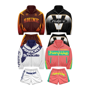 Conjunto de Chaqueta Cortavientos y Pantalones Cortos Multicolor |   Conjunto Deportivo Shine Flex Streetwear Fabricante de Marca Privada OEM - Product Image 1