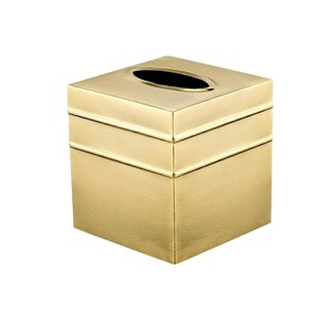 Boîte à mouchoirs en métal noir martelé pour accessoires de salle de bain, décoration esthétique, cube à serviettes faciales pour décoration moderne de la maison - Product Image 2