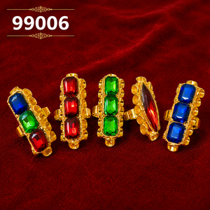 Anillo de Aleación Chapado en Oro con Incrustaciones de Circonita, Gema Ovalada Rectangular, Geométrico, Moderno, para Mujer, Joyería de Fiesta 99006 - Product Image 1