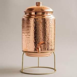 Vintage Style Hammered Copper Water Storage Dispenser Handmade Ayurvedic Copper Pot with Faucet for Home Kitchen and Hotels - Product Image 2