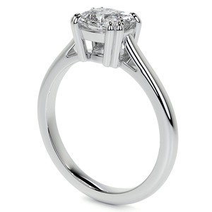 Anillo de compromiso solitario de moissanita VVS1 con corte cojín de oriente a oeste, doble engaste de garra, oro blanco macizo de 10K - Product Image 5