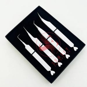 แหนบหนีบขนตาทำจากสเตนเลสสตีลแบบญี่ปุ่น90องศาอุปกรณ์เสริมความงามแบบเรียบสีเงินทนทานยั่งยืน - Product Image 4