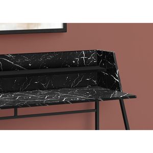 Scrivania Moderna per Ufficio Domestico da 48 Pollici con Laminato Effetto Marmo Nero, Struttura in Metallo Nero e Ripiani Porta Laptop, Design Contemporaneo - Product Image 3