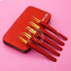 Stainless Steel 90 Degree Boot Eyelash Extension Tweezer Volume Fan and Classic <b>Lash</b> Tweezers Set <b>Lash</b> Technician Tweezer <b>Kit</b> - Product Image 5
