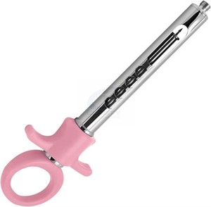 CLASTY INSTRUMENTS Jeringa Ginecológica de Acero Inoxidable con Mango Rosa, Instrumento Manual para Cirugía Clase I, Reutilizable y Autoclavable 1 - Product Image 1
