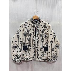 เสื้อแจ็คเก็ตขนสัตว์ปักลายทำมือสำหรับผู้หญิง สไตล์โบโฮ ลายช้างและดอกไม้ แบบแคชเมียร์ เสื้อโค้ทฤดูหนาว ดีไซน์เนอร์สไตล์ชาติพันธุ์ - Product Image 1