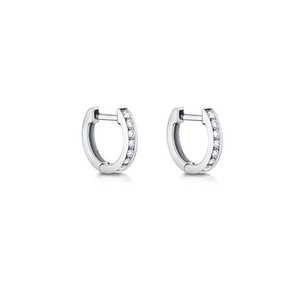 Pendientes Minimalistas de Aro con Diamantes, Oro Sólido de 14K/18K, Mini Huggies Apilables con Engaste Pavé de 8mm, Pendientes Personalizados para Segundo Agujero, Uso Diario - Product Image 1