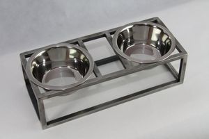 Plateforme d'alimentation pour chien avec organisateur de bols, en acier inoxydable, design élégant, pour animaux de compagnie d'intérieur - Product Image 2