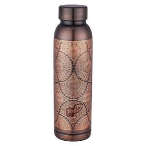 Eco Friendly Reusable <b>Copper</b> Water Bottle with Lid <b>Screw</b>-On Cap Private Label Supplier India Custom Printed Dishwasher Safe - Product Image 3