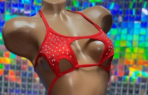 Ensembles de bikinis deux pièces avec strass et un design de soutien-gorge étoilé unique, conception personnalisée, faible MOQ - Product Image 5