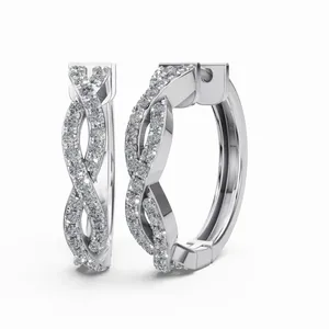 Aros de Diamantes The Twist of Forever Radiance en Corte Redondo, Pendientes de Diamantes en Oro Blanco de 18K con Certificación IGI y Claridad VVS - Product Image 1