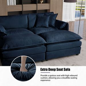 Divano componibile a U oversize con seduta profonda, 4 posti, comodo divano a nuvola con due elementi mobili a O per soggiorno - Product Image 3