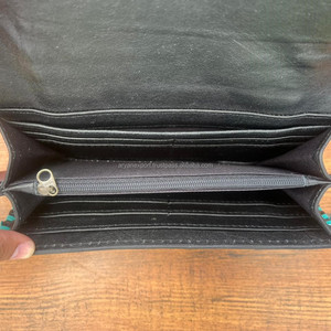 Cartera de cuero con cordones turquesa para mujer, Cartera de cuero genuino de piel de vaca a mano, Cartera de cuero occidental para tarjetas de crédito - Product Image 6