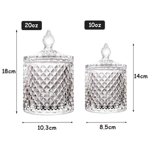 Venta al por Mayor de Frascos de Vidrio de Cristal Tallado Geométrico de 10oz y 20oz, Coloridos y Personalizados, con Tapa de Cristal, para Dulces o Velas - Product Image 3