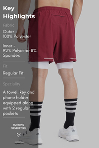Wholesale <b>Mens</b> Custom 2 in 1 Sports <b>Shorts</b> Double Layer Premium Running Gym <b>Shorts</b> With <b>Compression</b> Inner Liner Quick Dry Fabric - Product Image 6