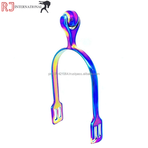 Espuelas Inglesas de Acero Inoxidable HORSE 2026, Multicolores, con Rodillo de Arcoíris, para Deportes Ecuestres Occidentales, RIAZ JAMAL INTERNATIONAL - Product Image 6