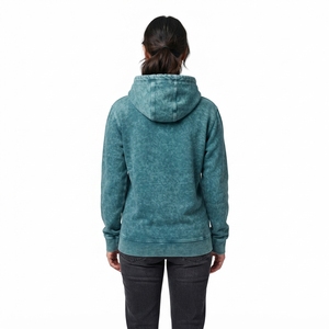 Sudadera con Capucha para Mujer, Color Azul Verde Azulado, Estilo Acid Wash, con Bolsillo Canguro, Logotipo Personalizado, Ropa Urbana - Product Image 2