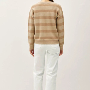 Women's Minimalist Crew Neck Solid Full Sleeve Knitted Cardigan Autumn Wear 100% Acrylic Wool Blend Anti-Wrinkle <b>Covered</b> <b>Button</b> - Product Image 3