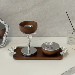 Luxury Arabic Bakhoor Burner Set with <b>Decorative</b> Tray and Incense Storage Jar Modern Mabkhara Set Oud Burner Home Fragrance - Product Image 3