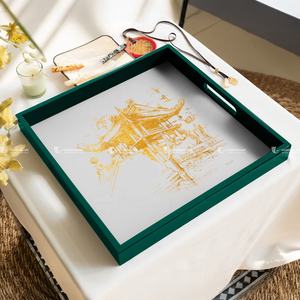 Lot de 2 plateaux de service rectangulaires en laque, conteneurs de stockage en gros du Vietnam pour la vaisselle, la décoration de la maison, la vente en gros - Product Image 3