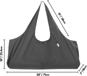 <b>Large</b> Canvas Yoga <b>Mat</b> & Pilates Bag with Fashion Design Adjustable Carry Strap Bottle Pocket Wet Compartment - Product Image 6