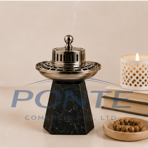 Marble Base Bakhoor Burner Modern Metallic Incense Holder For Home <b>Decor</b> & Aromatherapy Decorative Brass Dhoop Dani For Resin - Product Image 2