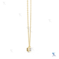 Collier solitaire de luxe en or massif 14K/18K avec pendentif plat en diamant de laboratoire taille princesse 1,00 carat couleur E pour femme