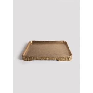 Rectangular <b>Gold</b> Plated Metal Handicraft Decorative <b>Serving</b> <b>Tray</b> Modern Abstract Design Multi-Functional Single Piece for Diwali - Product Image 2