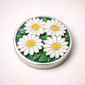 Marqueur de balle de golf en métal, forme personnalisée, couleur émail, cadeau pour club féminin, motif fleur. - Product Image 2