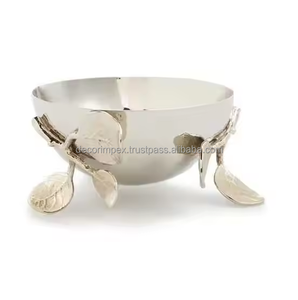 Bol de service écologique en aluminium avec bordure ondulée dorée pour la maison et les restaurants, idéal pour les fêtes - Product Image 2