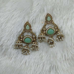 Heritage Pota 18K Gold Plated Brass Chandelier Drop <b>Earrings</b> with Pearl-Vintage Style - Product Image 5