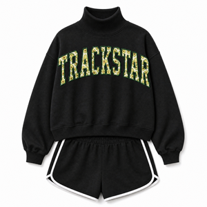 ชุดเสื้อสเวตเชิ้ตและกางเกงขาสั้นโอเวอร์ไซส์สำหรับผู้หญิง รุ่น Trackstar รุ่น TS-SET-065 - Product Image 1