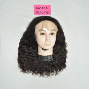 Perruque sans colle en cheveux naturels, frontale en dentelle, noire naturelle, lisse, pré-épilée, avec dentelle transparente, couverture complète, cheveux indiens Remy, fabriquée à la machine - Product Image 6