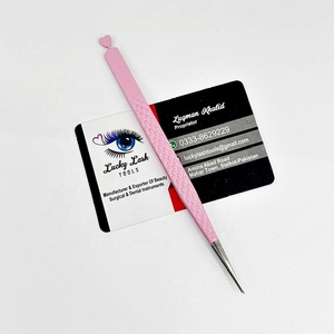 Pince à cils Volume à pointe en fibre rose douce de haute qualité en gros en acier inoxydable pince à cils à isolation droite - Product Image 3
