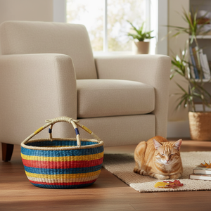 Eco Friendly Bolga Seagrass <b>Basket</b> with Handle Handmade Woven <b>Basket</b> <b>for</b> Shopping Storage Home Decor - Product Image 3