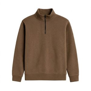 Sweat-shirt personnalisé pour homme à col ras du cou et fermeture éclair courte, 100 % coton molletonné respirant, pull décontracté streetwear printemps, service OEM ODM - Product Image 2