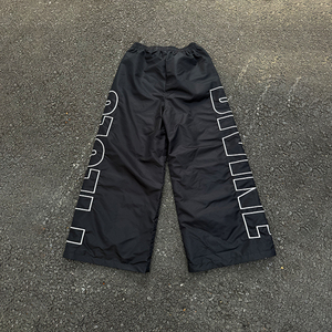 Custom Unisex Lightweight Nylon Track Pants Side Embroidery Logo Casual Streetwear Windbreaker Baggy Jogger Pants - Product Image 2
