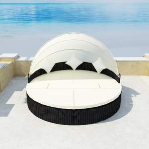 186x226 cm in Poly Rattan letto da giardino nero con baldacchino set da giardino - Product Image 3